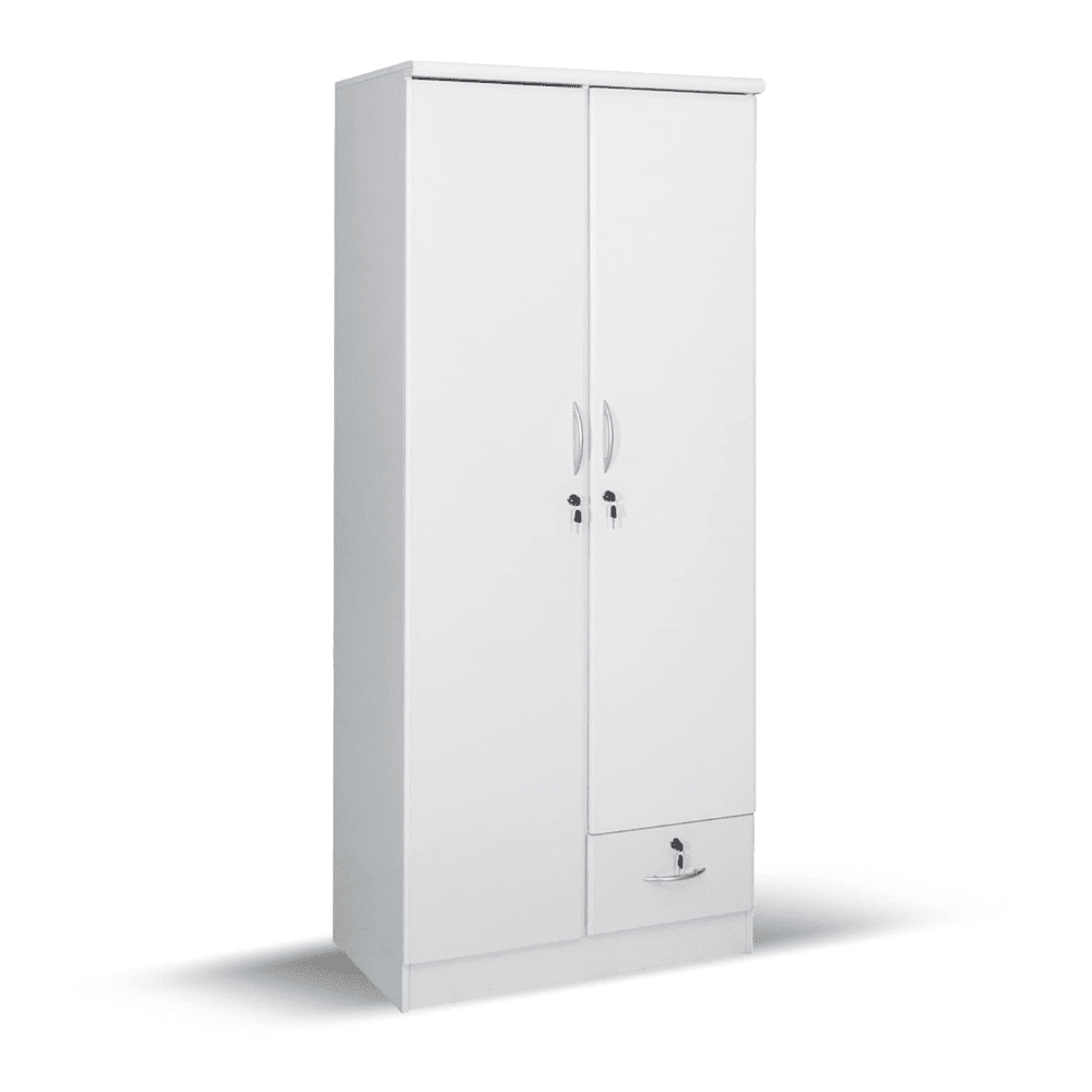 Hernan 2 Door Wooden Wardrobe Color (White)