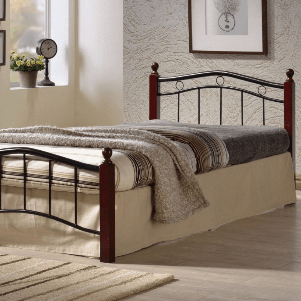 Jordan Metal Frame Bed with Wooden Legs