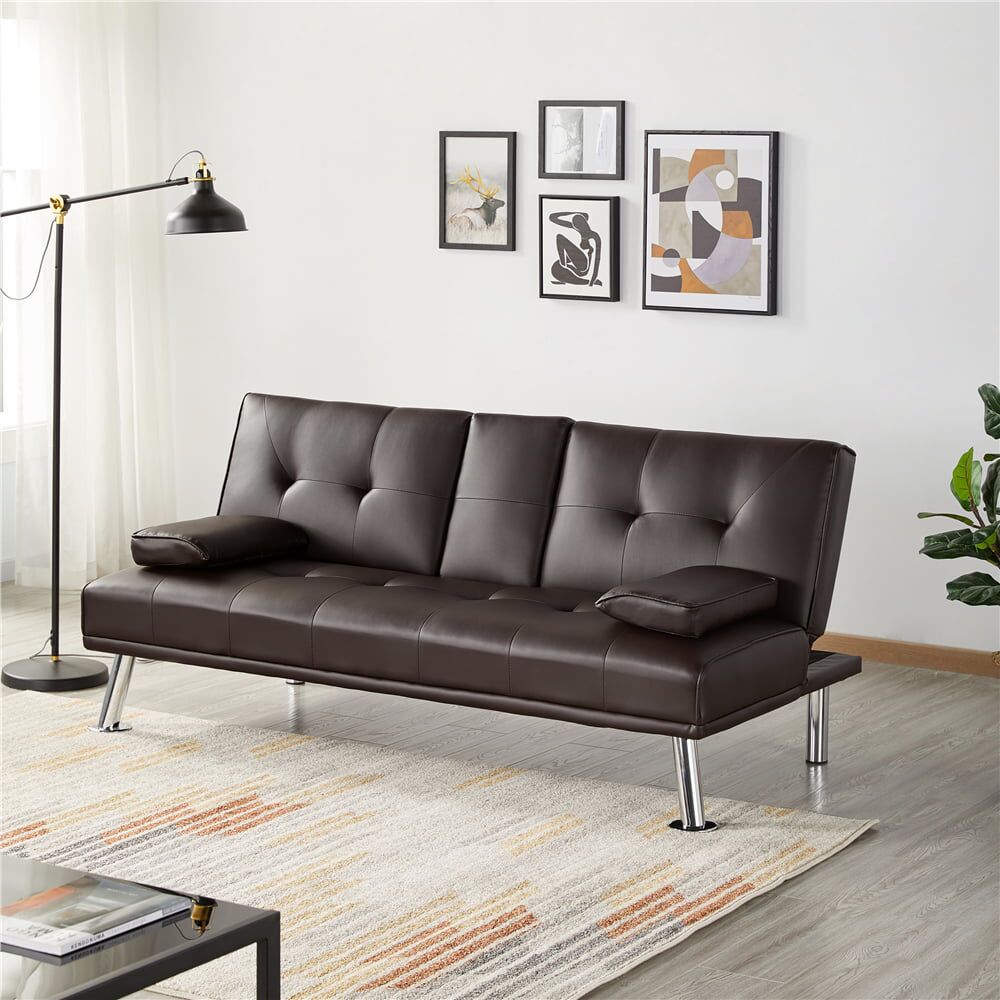 Strandom 2-Seater Futon Leather Sofa Bed