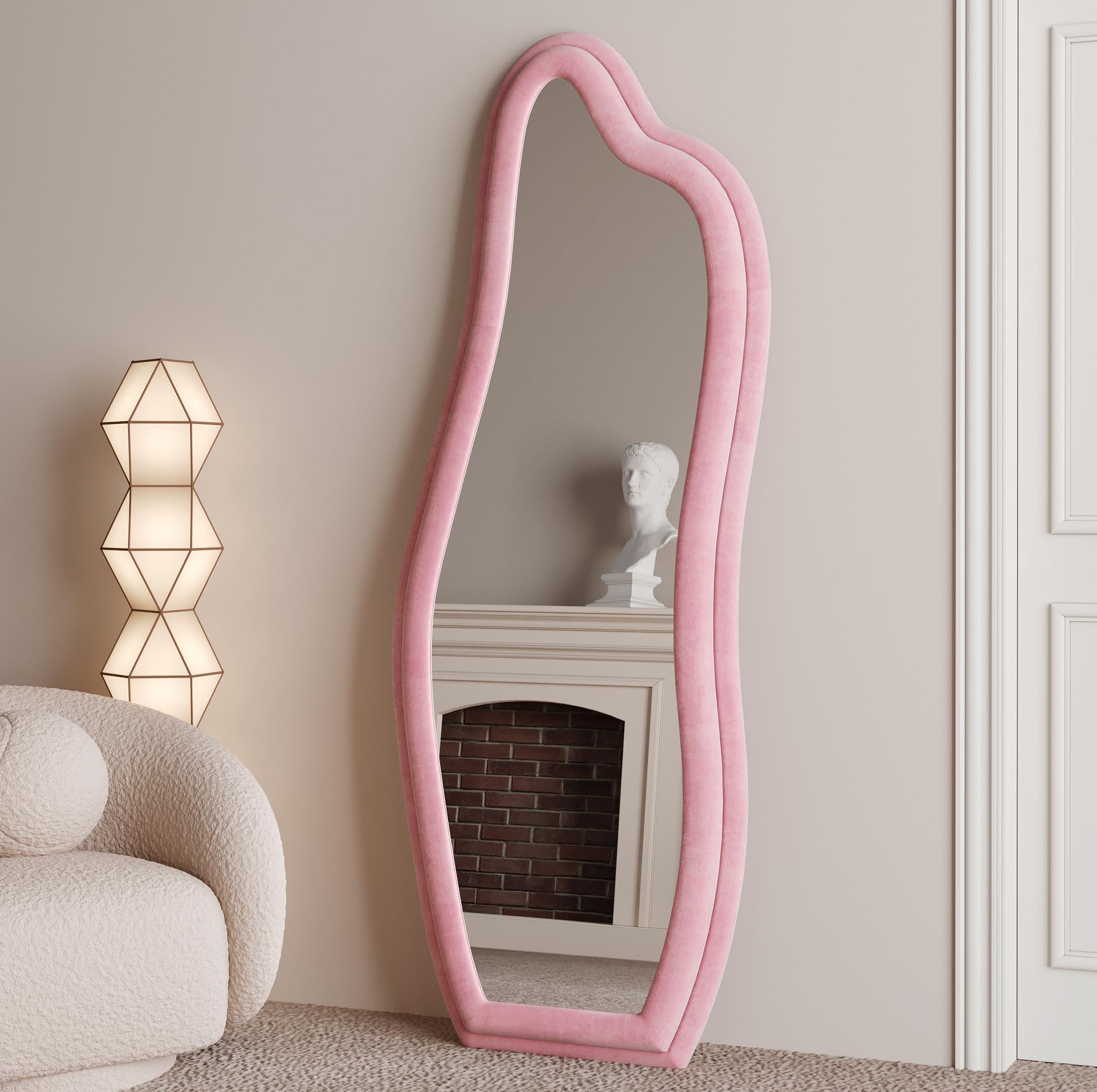 Abrey Wave Velvet Floor or Hanging Mirror