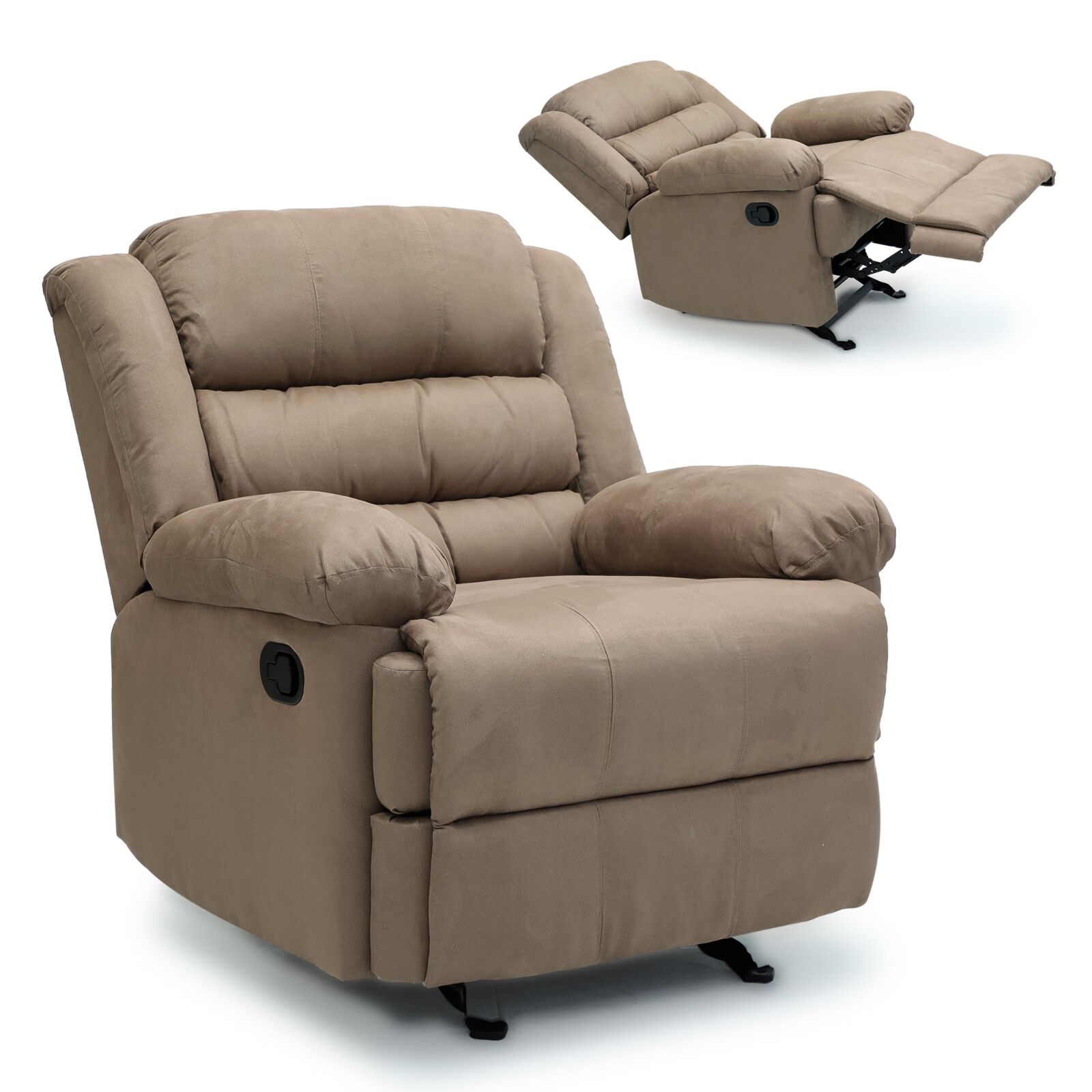 Baloo Manual Recliner Fabric Sofa – Cappuchino