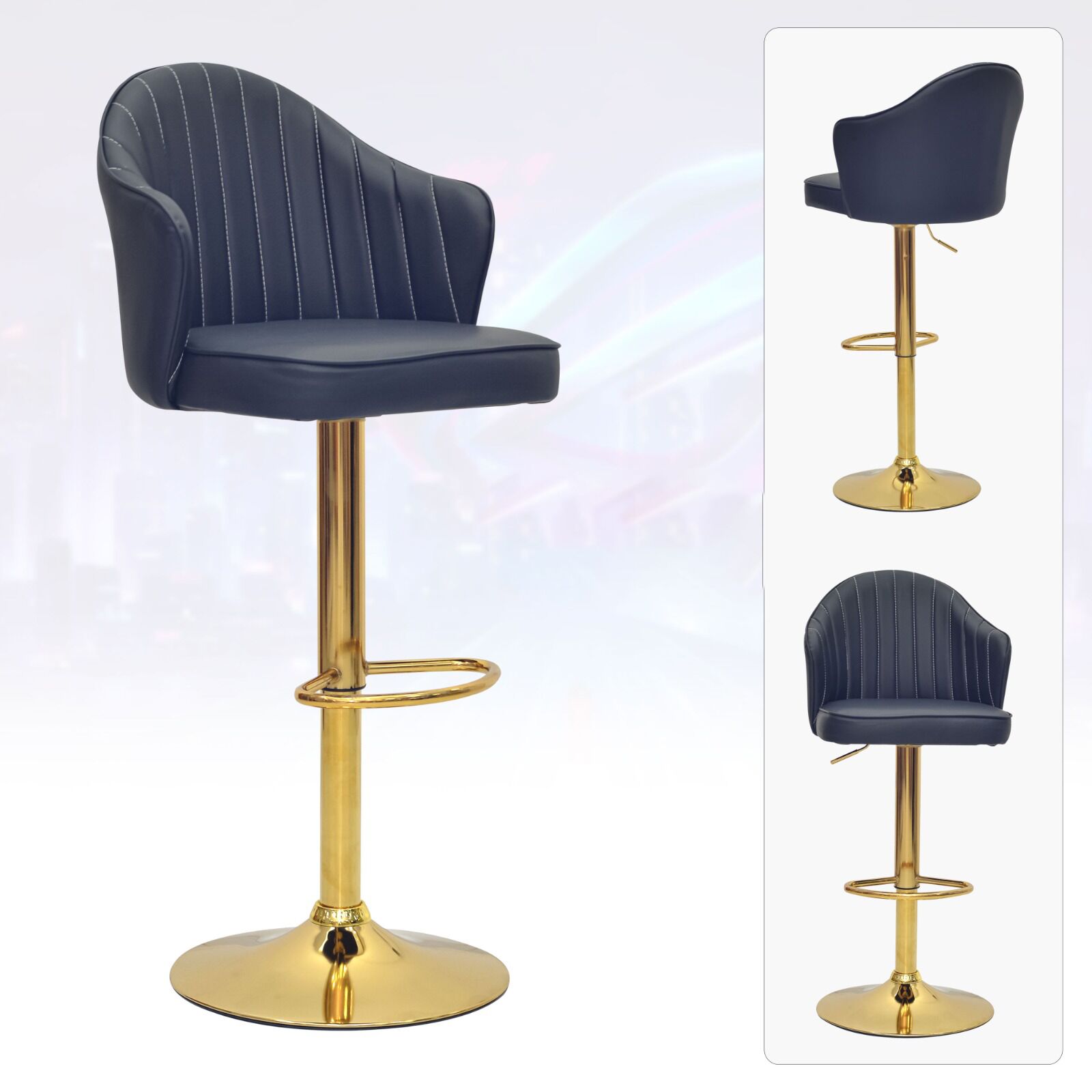 Athena Counter Bar Stool – Black Gold