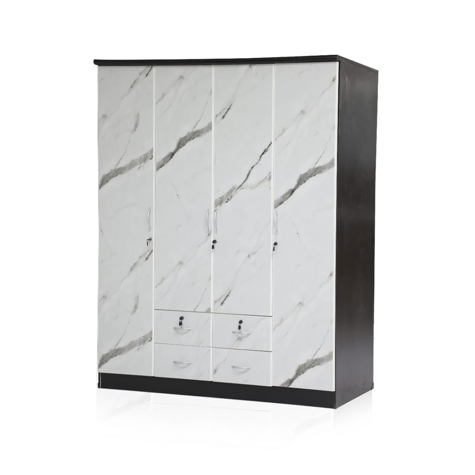 4 Door Marble Wardrobe with 4 Drawers – Wenge Marble