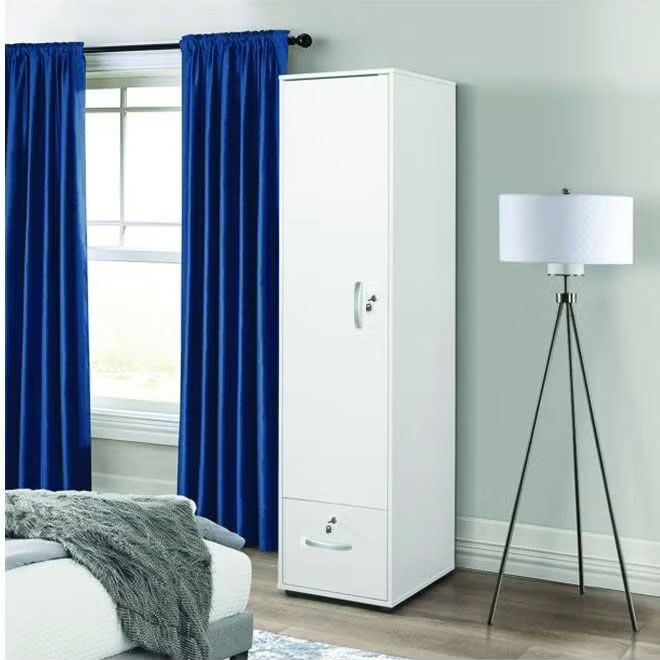 1 Door Wooden Wardrobe Cabinet Heavy Duty – White